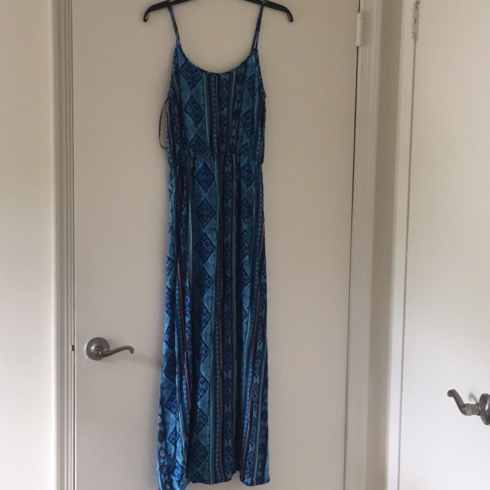 NWOT Blue Tribal Print Maxi dress